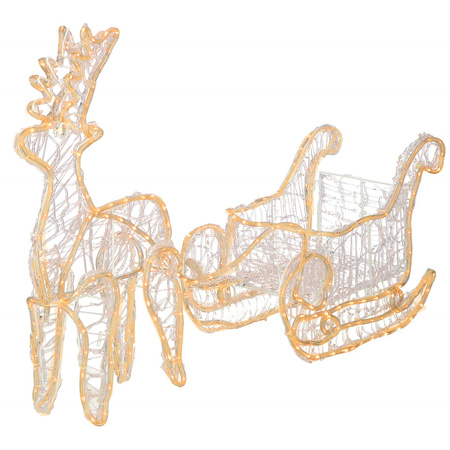 Renifer Led 150 cm świąteczny z saniami świetlna dekoracja do ogrodu biały ciepły