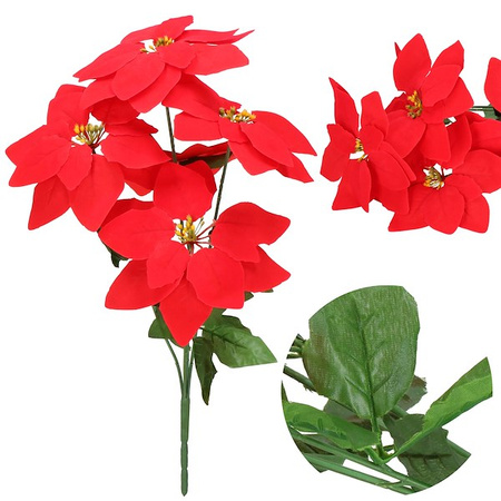 Gwiazda betlejemska, bukiet, świąteczna dekoracja, sztuczny kwiat poinsecja, czerwona