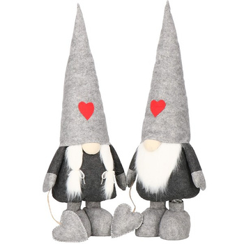 Para skrzatów 2 szt. ozdoba świąteczna, krasnal świąteczny z teleskopowymi nóżkami, gnom szary