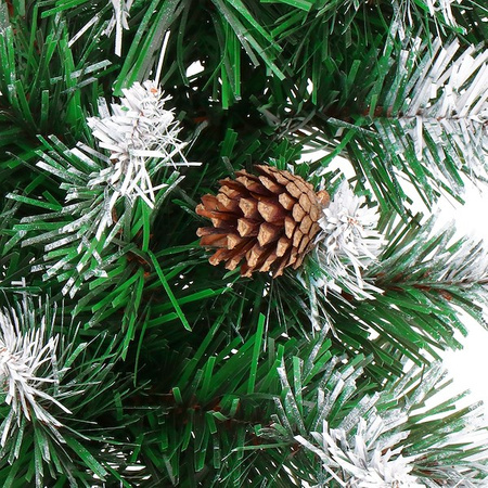 Dekoracyjny łańcuch świąteczny z szyszkami i jarzębiną 110 cm girlanda ośnieżona, zielona