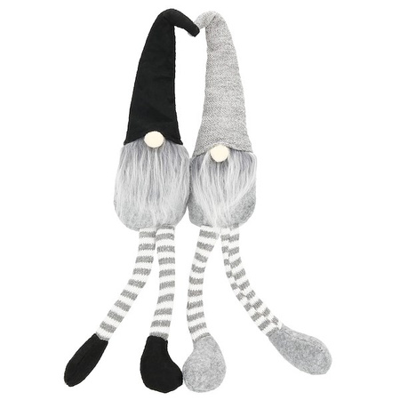 Para skrzatów 50cm ozdoba świąteczna, krasnal świąteczny, gnom siedzący czarno-szary