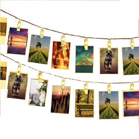 Lampki LED klamerki klipsy na zdjęcia 10 LED ciepły biały