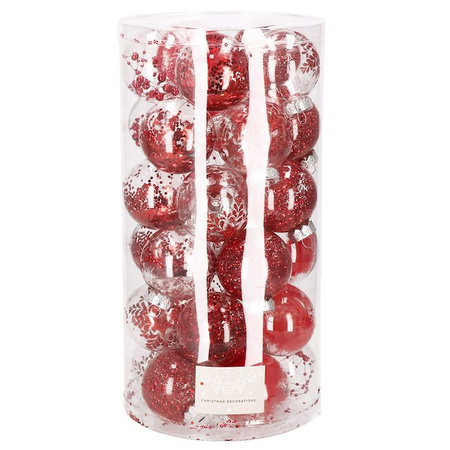 Bombki choinkowe przeźroczyste 30 szt. czerwony 7cm zestaw choinkowy