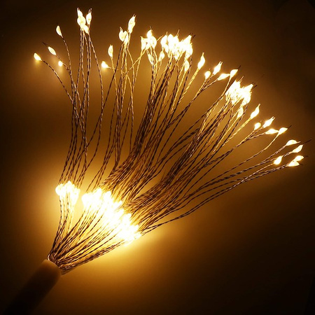 Lampki eksplodująca gwiazda 100 Led biały ciepły z programatorem na baterie