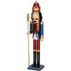 Dziadek do orzechów 90 cm z berłem, drewniany żołnierzyk niebiesko-czerwony XL