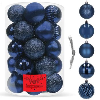 Bombki choinkowe 20 szt. ozdoby świąteczne zestaw 7cm granatowy