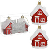 Bombki choinkowe, domki, dekoracje świąteczne do stroika, zestaw 2 szt. czerwone