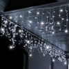 Kurtyna świetlna 300 led girlanda, lampki wewnętrzno-zewnętrzne 15,5 m sople biały zimny + flash