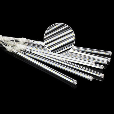 Lampki choinkowe 144 Led sople 8 szt. padający śnieg meteory zewnętrzne biały zimny