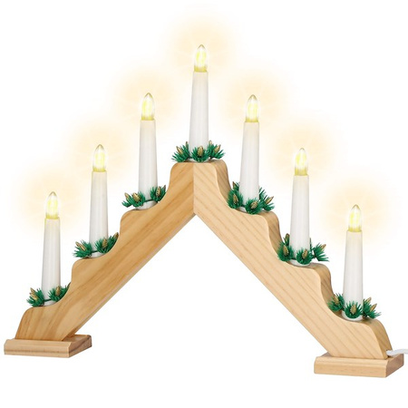 Świecznik adwentowy Led 7 świec drewniany