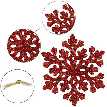 Zawieszka choinkowa 8 szt. śnieżynka 8 cm świąteczna ozdoba czerwony