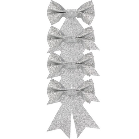 Kokardki na choinkę 4 szt. zawieszki świateczne srebrne