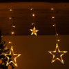 Kurtyna świetlna 138 Led girlanda gwiazdki, lampki wewnętrzne sople ciepły biały