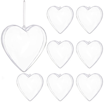 Bombki akrylowe 8cm serce plastikowe decoupage zestaw 8 szt.