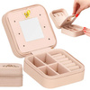 Kufer, szkatułka na biżuterię ekoskóra 10x10x5 cm różowy organizer z przegródkami