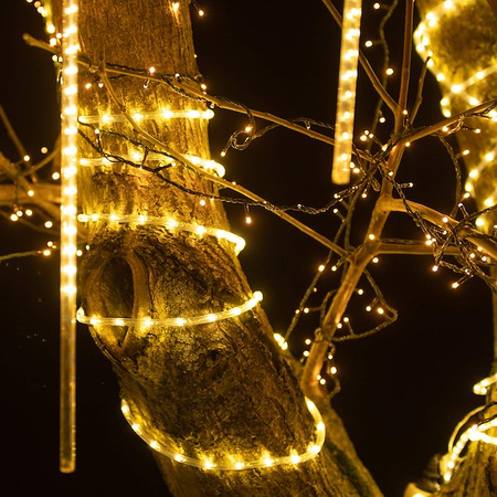 Lampki choinkowe 480 Led sople 10 szt. padający śnieg meteory zewnętrzne biały ciepły