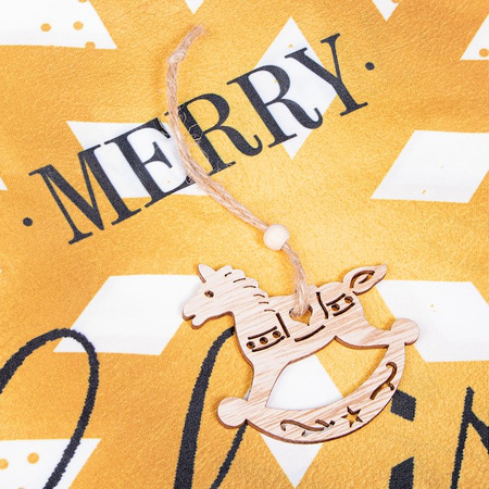 Ozdoba choinkowa 7cm drewniana, świąteczna zawieszka konie zestaw 6 szt.