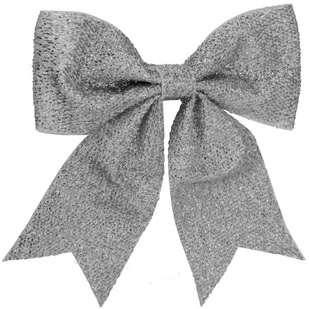 Kokardka świąteczna na choinkę 20 cm brokatowa zawieszka choinkowa srebrna