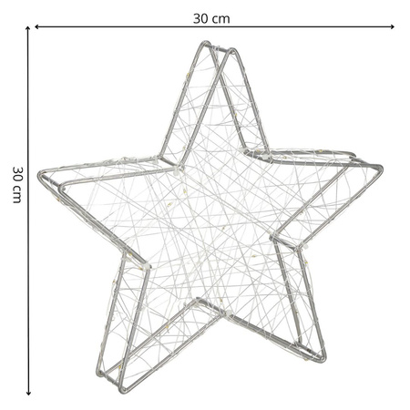 Dekoracja świąteczna 30 LED gwiazda metalowa 60 cm oświetlenie witraż