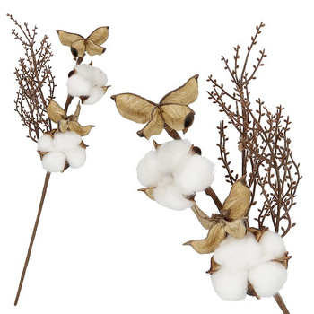 Gałązka świąteczna sztuczna dekoracja do stroika bawełna 37 cm