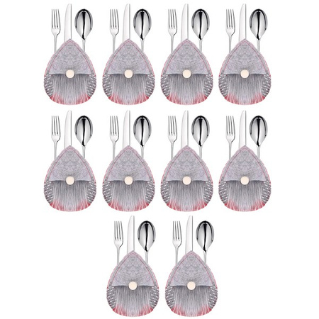 Kieszonka na sztućce 10szt. świąteczne etui, skrzaty szare ozdoba świąteczna