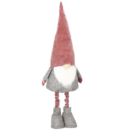 Skrzat 80-120 cm welurowy krasnal świąteczny, gnom różowy na teleskopowych nóżkach