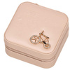 Kufer, szkatułka na biżuterię ekoskóra 10x10x5 cm różowy organizer z przegródkami