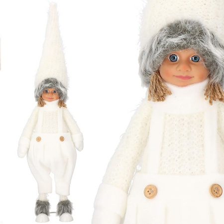 Laleczka 56 cm ozdoba świąteczna, figurka świąteczna, gnom biały