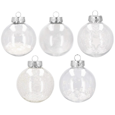 Bombki choinkowe 30 szt. przeźroczysty 7 cm zestaw choinkowy