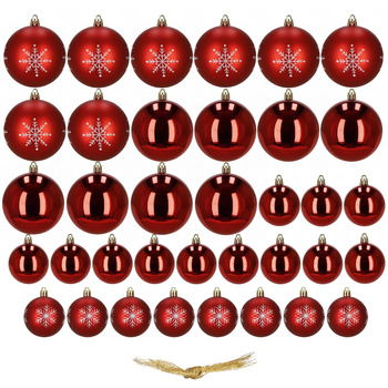 Bombki choinkowe 36 szt. zestaw ozdoby świąteczne nietłukące dekoracje czerwone