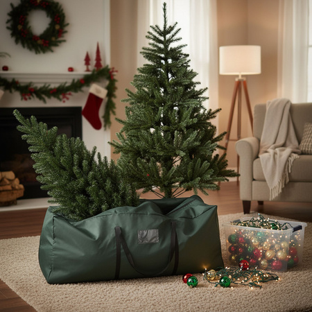 Torba z uchwytami, pokrowiec na choinkę 125x50x40 cm futerał zielony