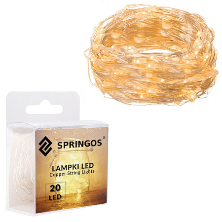 Lampki choinkowe 20 LED druciki mikro na baterie korek do butelki