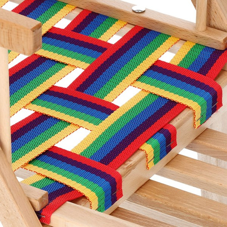 Sanki dla dzieci drewniane z siedziskiem, oparciem i pchaczem