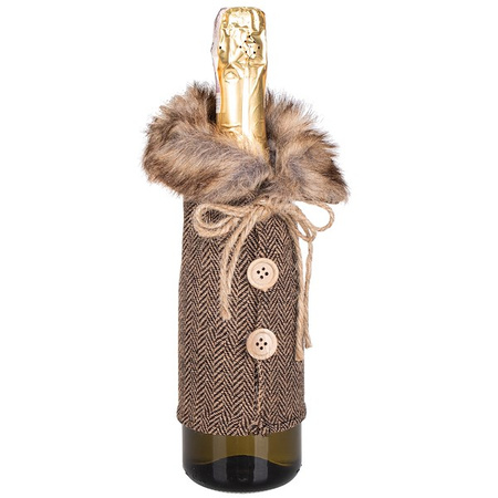 Pokrowiec na butelkę, świąteczny ubranko, sweterek z guzikami na wino