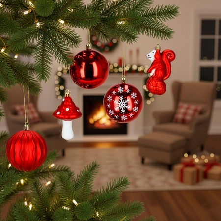 Bombki choinkowe 14 szt. ozdoby do girland i świątecznych aranżacji, czerwone