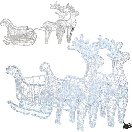Renifery Led 150 cm świąteczne z saniami świetlna dekoracja do ogrodu biały zimny