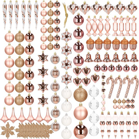 Bombki choinkowe 152 szt. ozdoby świąteczne rose gold