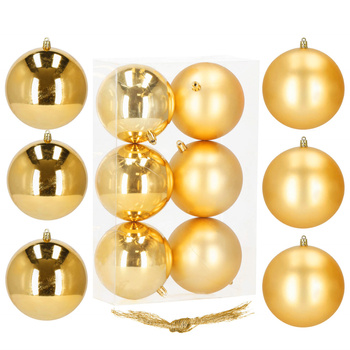 Bombki choinkowe 6 szt. ozdoby świąteczne zestaw 9,5 cm złote
