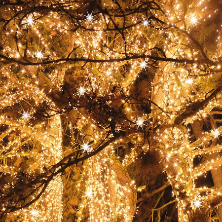 Lampki choinkowe 500 led biały ciepły + flash 25m oświetlenie świąteczne IP44