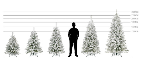 Choinka sztuczna jak żywa 250 cm świerk ośnieżony jak nowoczesny, ze stojakiem