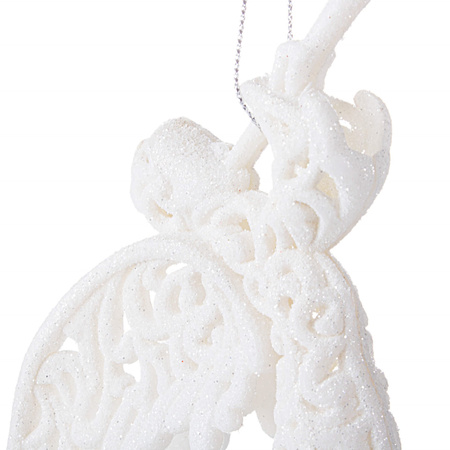 Zawieszka choinkowa biały aniołek na choinkę 16,5 cm