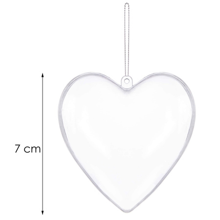 Bombki akrylowe 7cm serce plastikowe decoupage zestaw 12 szt.