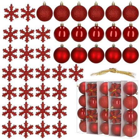 Bombki choinkowe 40 szt. komplet dekoracje świąteczne zawieszki nietłukące, czerwone