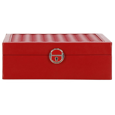 Kufer, szkatułka na biżuterię ekoskóra 25x25x8,5 cm bordowy z przegródkami