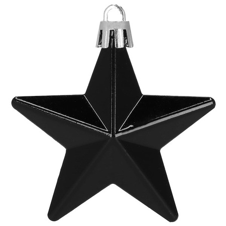 Bombki choinkowe 6 szt. gwiazdki ozdoby świąteczne zestaw czarny