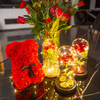 Wieczna róża w kloszu 22 cm świecąca ozdoba LED prezent czerwona