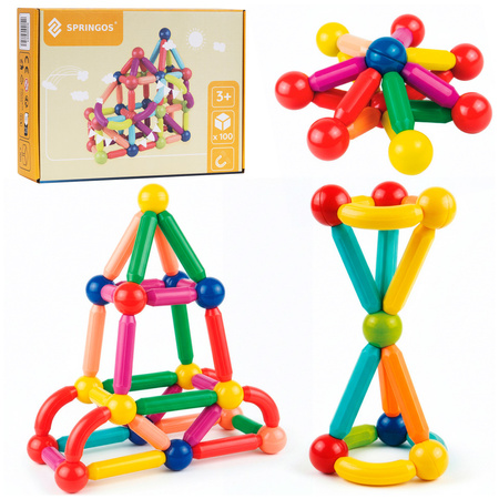 Klocki magnetyczne konstrukcyjne 3D duży zestaw 100 szt. patyczki i kulki
