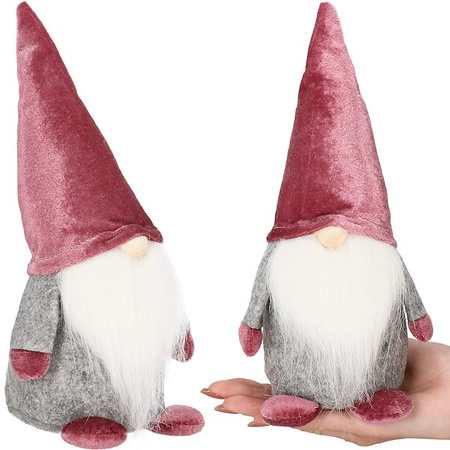 Skrzat 27 cm ozdoba świąteczna, welurowy krasnal świąteczny, gnom