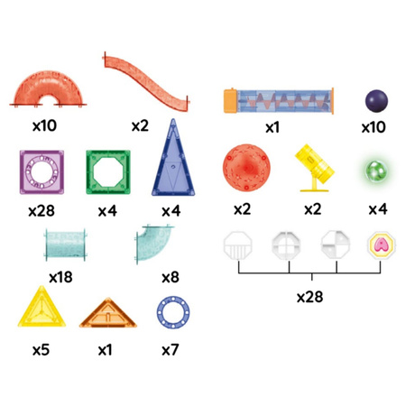 Klocki magnetyczne z kulkami LED i windą zestaw klocków konstrukcyjnych 134 szt. kolorowe