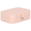 Kufer, szkatułka na biżuterię ekoskóra 16x11x5 cm różowy z przegródkami